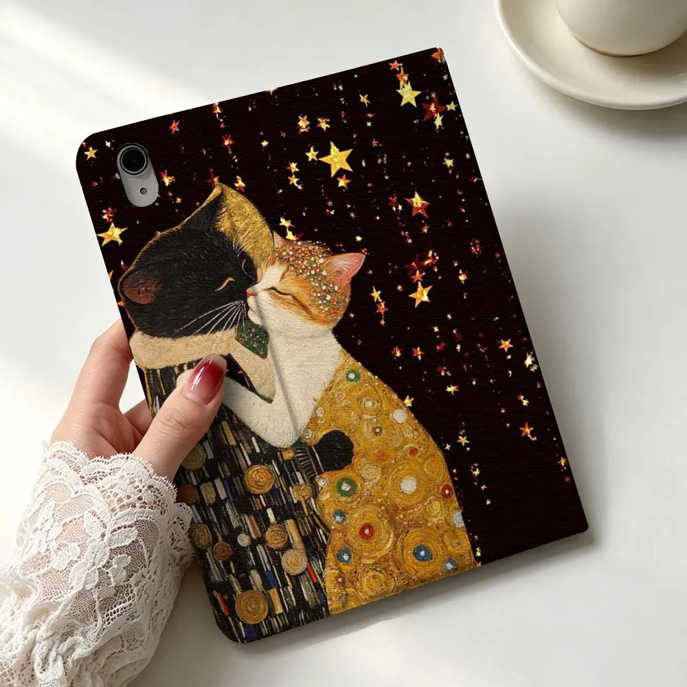 Golden Art Cat Cute Soft For Apple iPad Pro Mini A16 A17 A14 4 5 6 7 6th 7th Gen 9.7 12.9 11 13 M4 inch Tablet Case