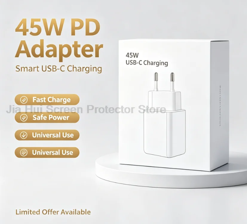 2‑Pack 45W PD Fast Charger US Plug Dual Port USB A Type‑C Mini Portable Wall Power Adapter for iPhone Android Tablet