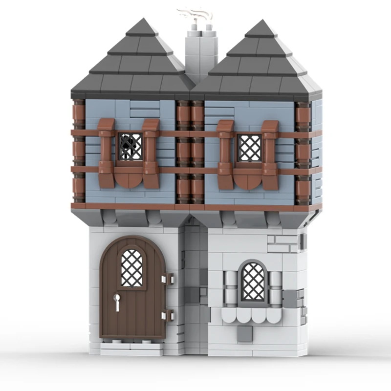 409pcs MOC Castle MINI Blue Medieval House Model Building Blocks Toys Construction Christmas Gift 3D Assemble Creative Display
