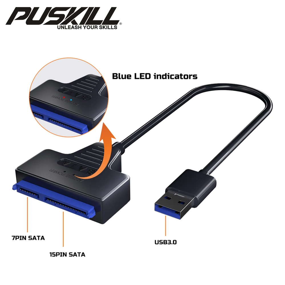 

USB 3.0 to SATA Cable USB to SATA III Driver Cable Support 2.5 Inch 6Gbps HDD SSD Hard Drive 22-Pin Adapter