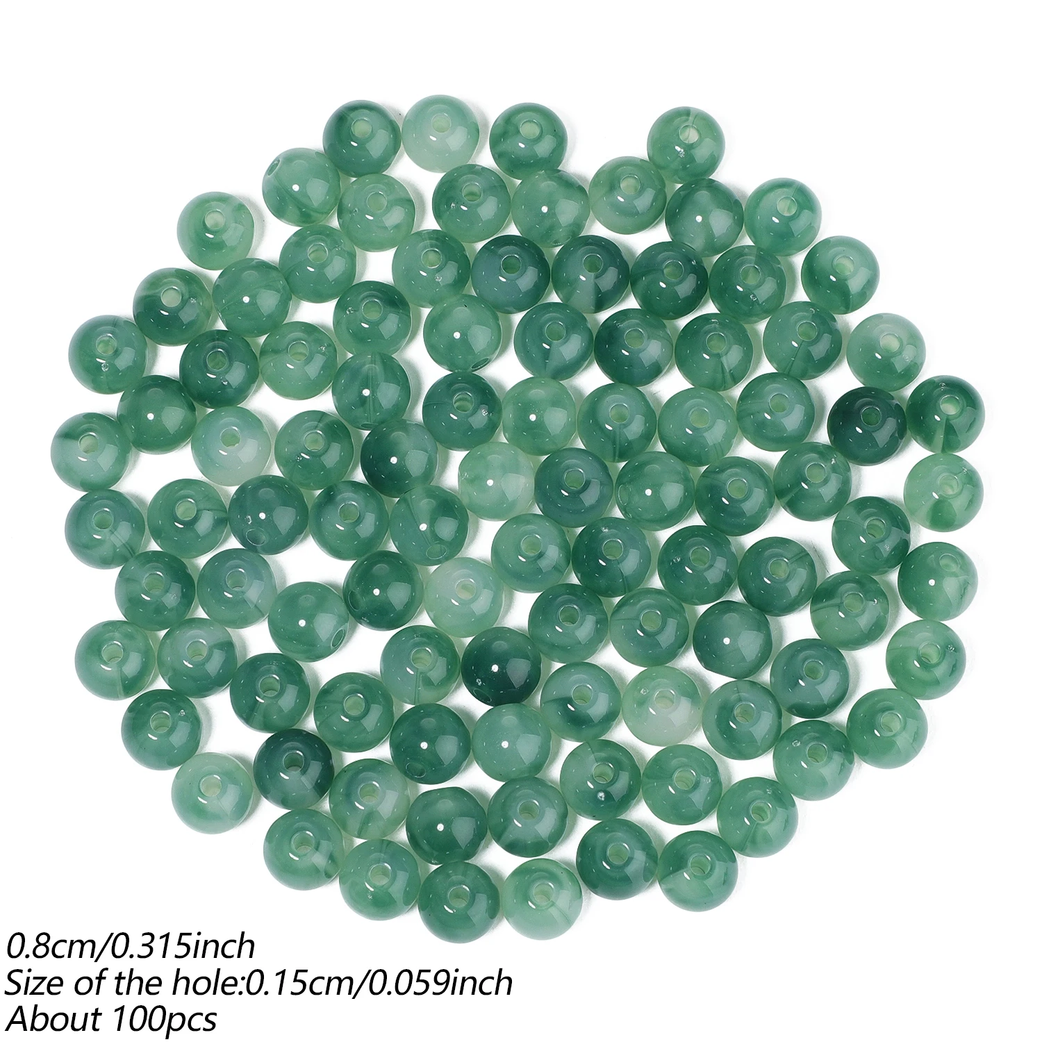 100 Stück 8mm Runde Acrylperlen Mehrfarbige Lose Abstandsperlen für DIY Ohrringe, Armbänder, Halsketten und Schmuckherstellung Zubehör – Detail 13