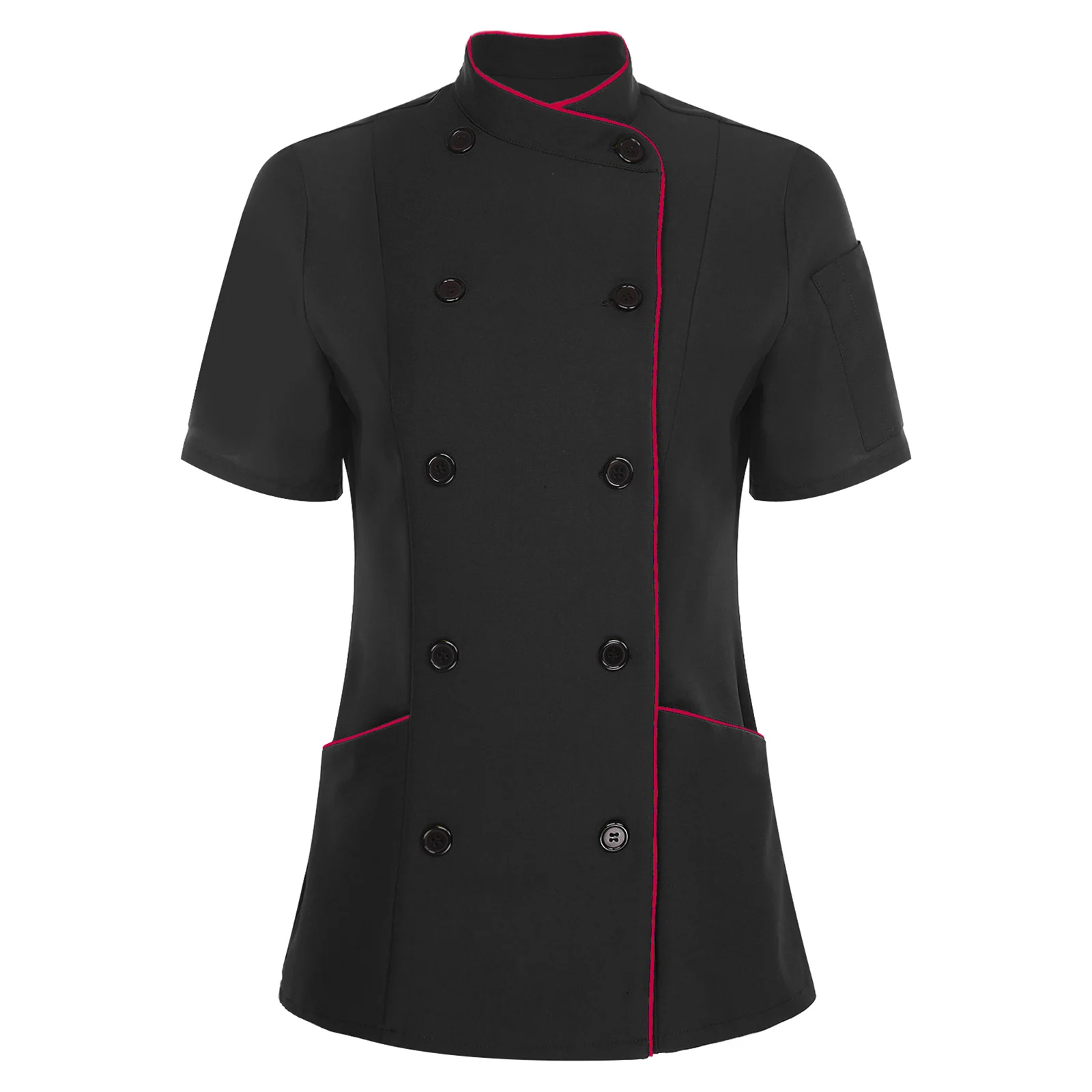 Abrigo de Chef de manga corta para mujer, chaqueta cruzada con doble botonadura, camisas de cocina para cocina, restaurante, Hotel, uniforme de trabajo