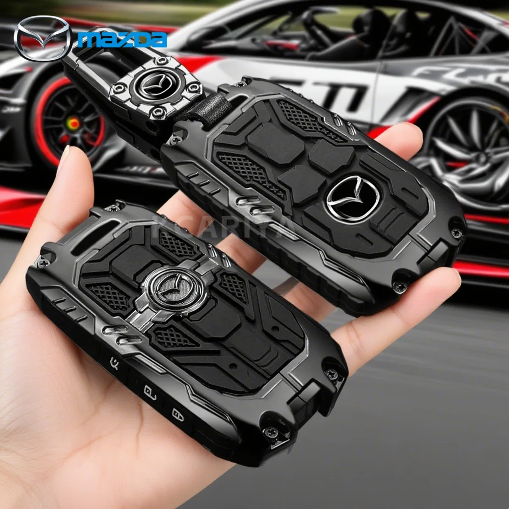 Für Mazda 2 3 5 6 BL BM GJ Atenza Axela Demio CX-3 CX3 CX-5 CX5 CX7 CX Metall-Mecha-Optik Autoschlüssel-Schutzhülle