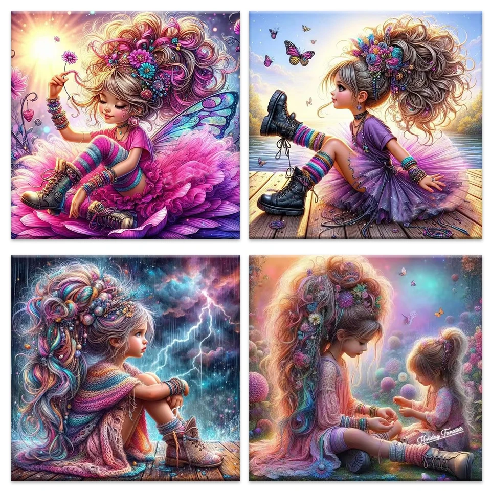 

Наборы алмазной живописи «сделай сам», модные мультяшные большие глаза для девочек, 5D вышивка, портрет, новинка 2025 года, полная мозаика ручной работы для домашнего декора, подарок