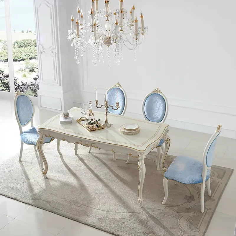 European style pastoral dining table and chair combination