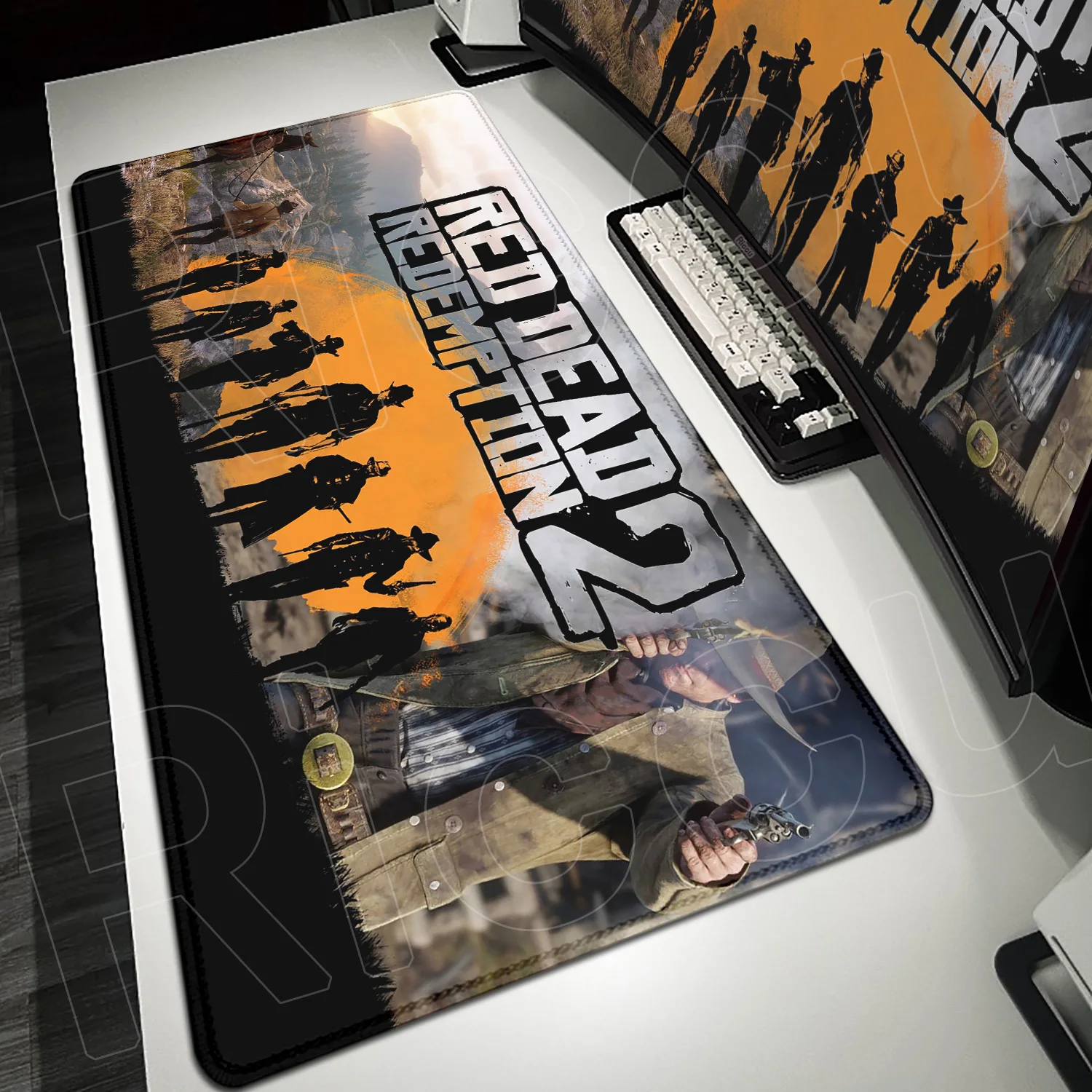 120x60cm Oversized Mousepad Red Dead Redemption 2 Gaming Keyboard Table Pad Computer Office Accessories Anime Non-slip Mausepads