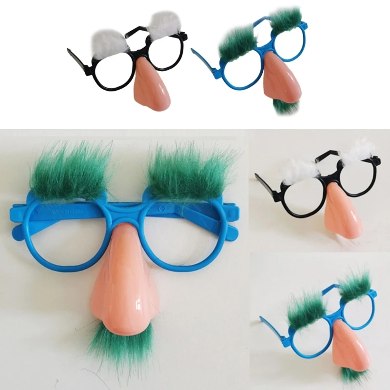 Disguise Glasses with Nose Funny Old Man Glasses with Eyebrows and Mustache