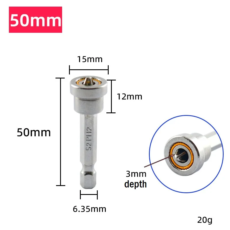 1/2pcs 25mm/50mm Plasterboard Positioning Screwdriver Bits 1/4inch Hex Shank PH2 Magnetic Screwdriver Bits For Plasterboard