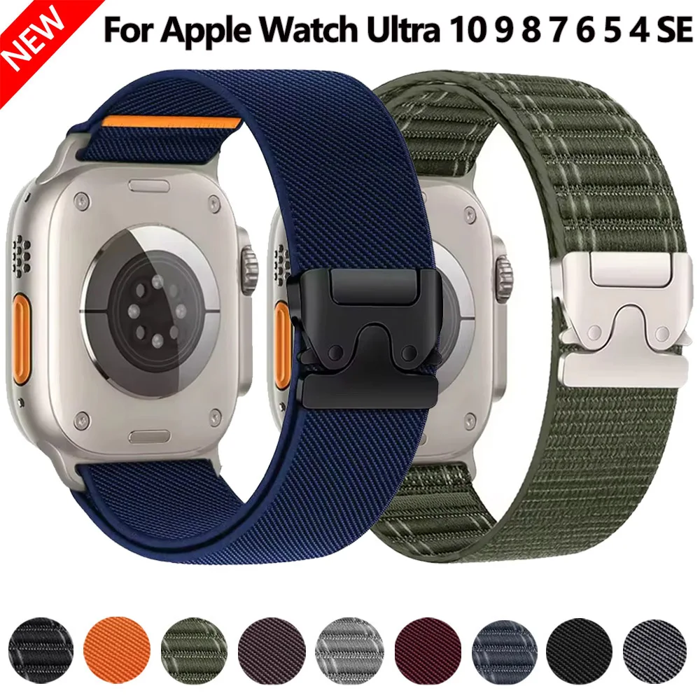 

Nylon Strap for Apple Watch Band Ultra 2 49mm/10 46mm 42mm Parachute Bracelet for iWatch Series 9 8 7 6 5 SE 45mm 41mm 44mm 40mm