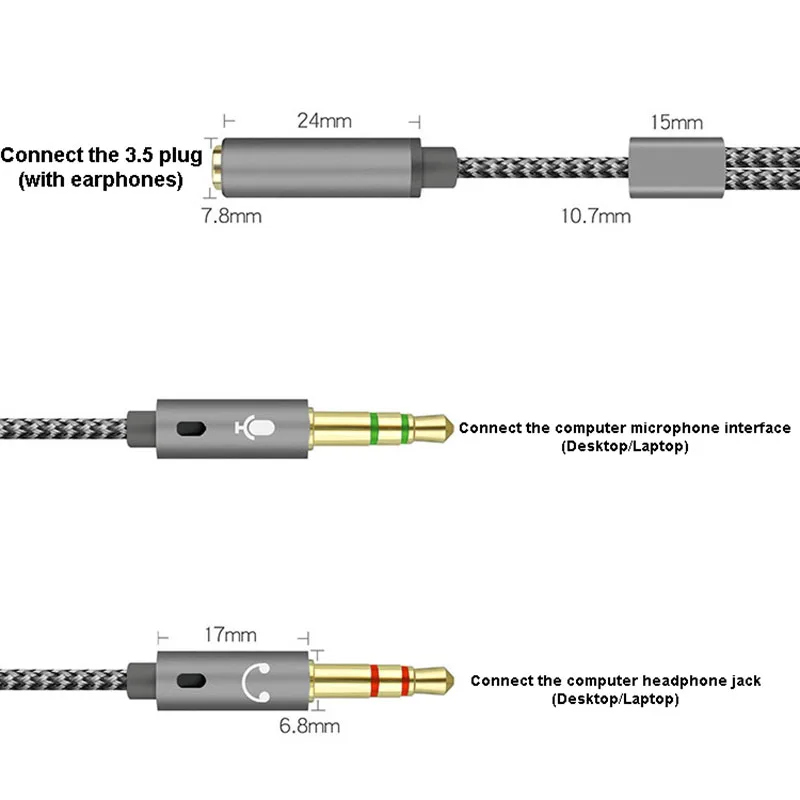 1-10 قطعة كابل الفاصل سماعة الرأس للكمبيوتر 3.5 مللي متر أنثى إلى 2 ذكر 3.5 جاك ميكروفون الصوت Y الفاصل ميكروفون محول كابل مساعد