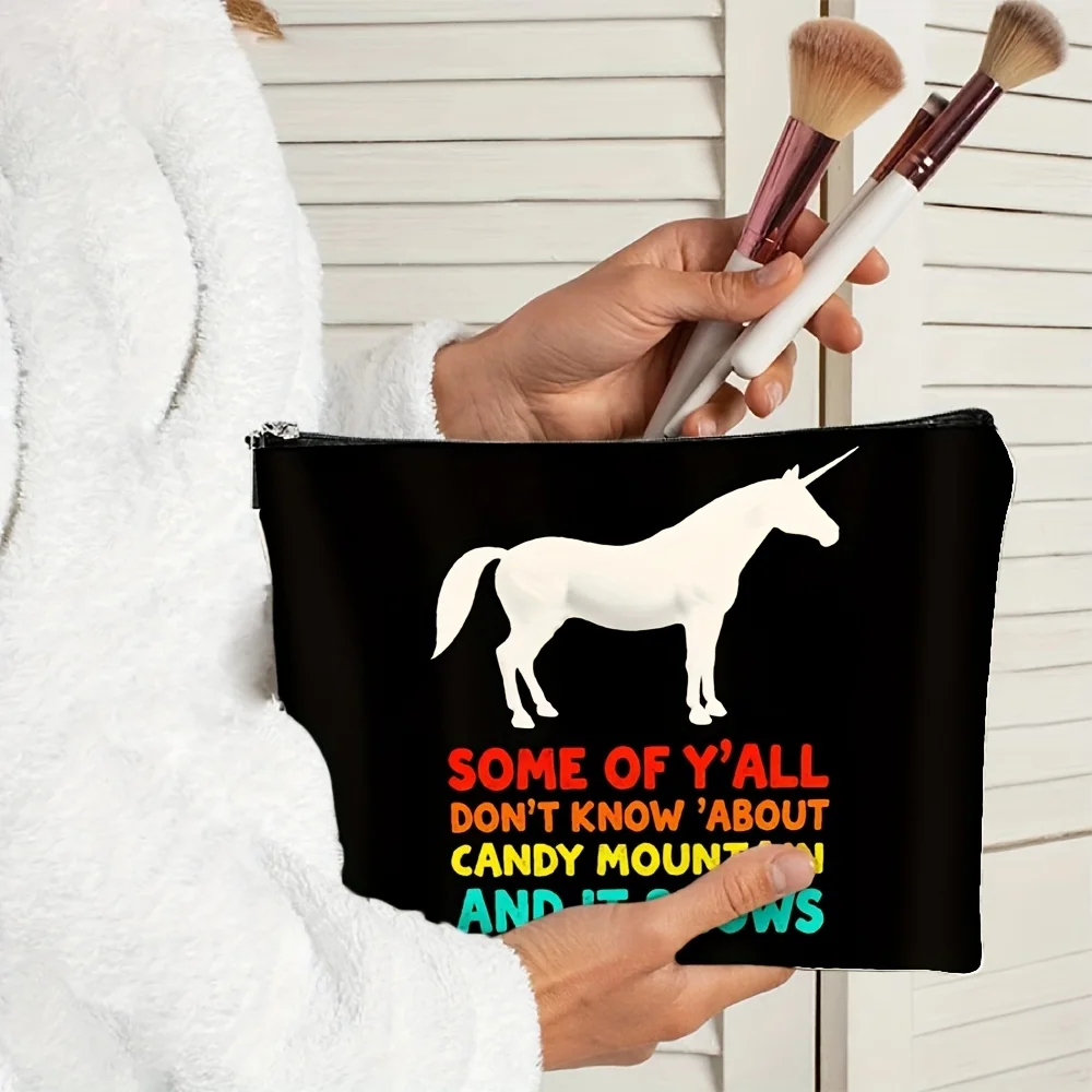Un joli sac de maquillage au design licorne - pochette multifonctionnelle à fermeture éclair, sac de rangement de bijoux, petit sac de rangement à fermeture éclair de voyage parfait.