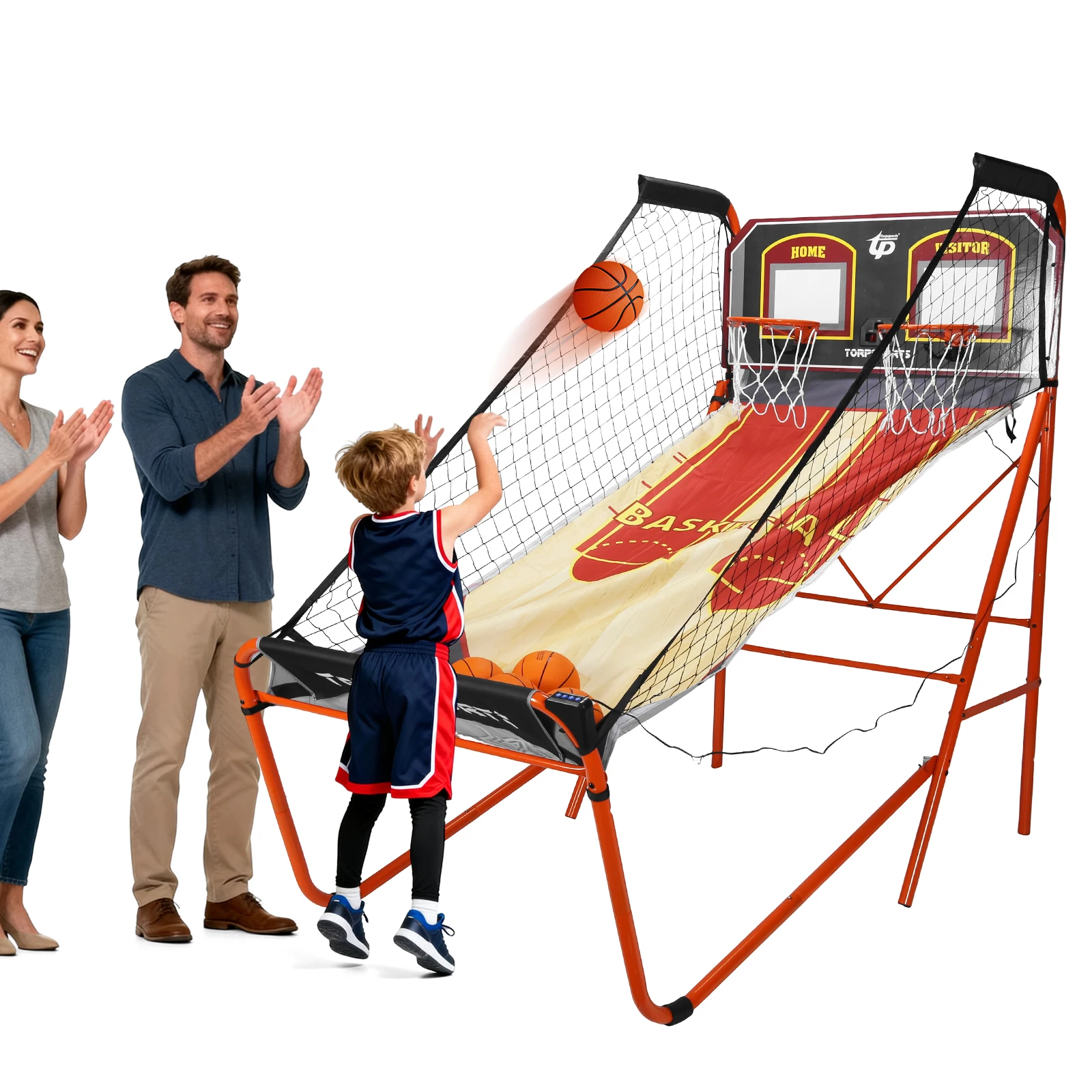 Double machine de tir de basket-ball 5 balles double machine de tir capteur cerceau de marquage machine de tir décontractée amusante pour tous les joueurs