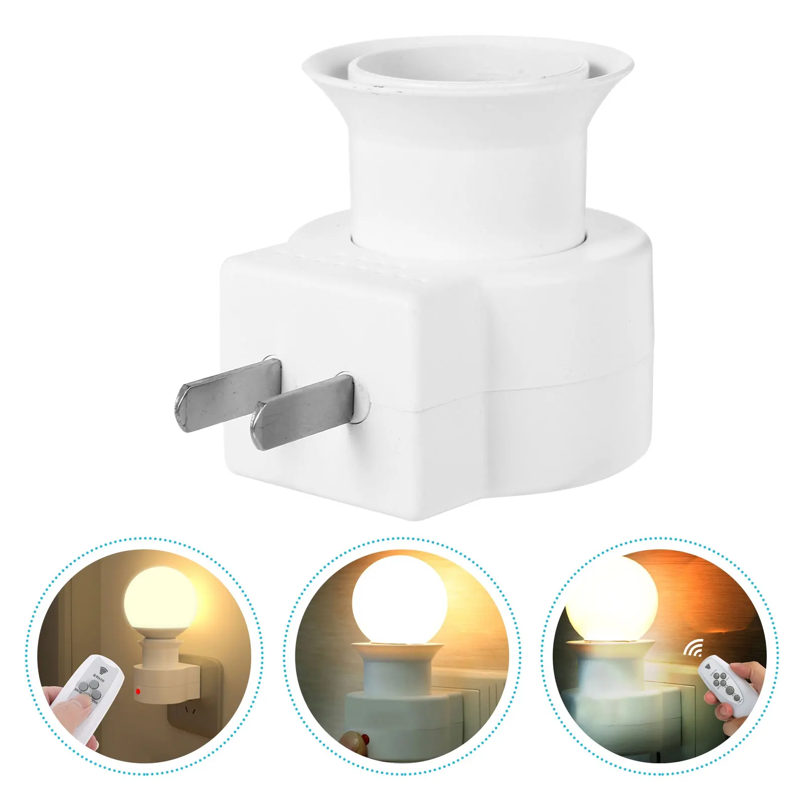 

Remote Lamp Socket E27 LED Light Holder Dimming Bulb Base Infrared Control Stable Signal Home Office Use Plastic Material Easy