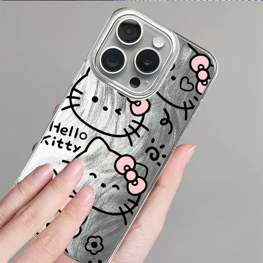 حافظة هاتف كارتونية هالو كيتي لهاتف آيفون 17 Air 13 Pro 16 Pro Max 14 Plus 11 12 14 16e 15 غلاف ناعم أسود