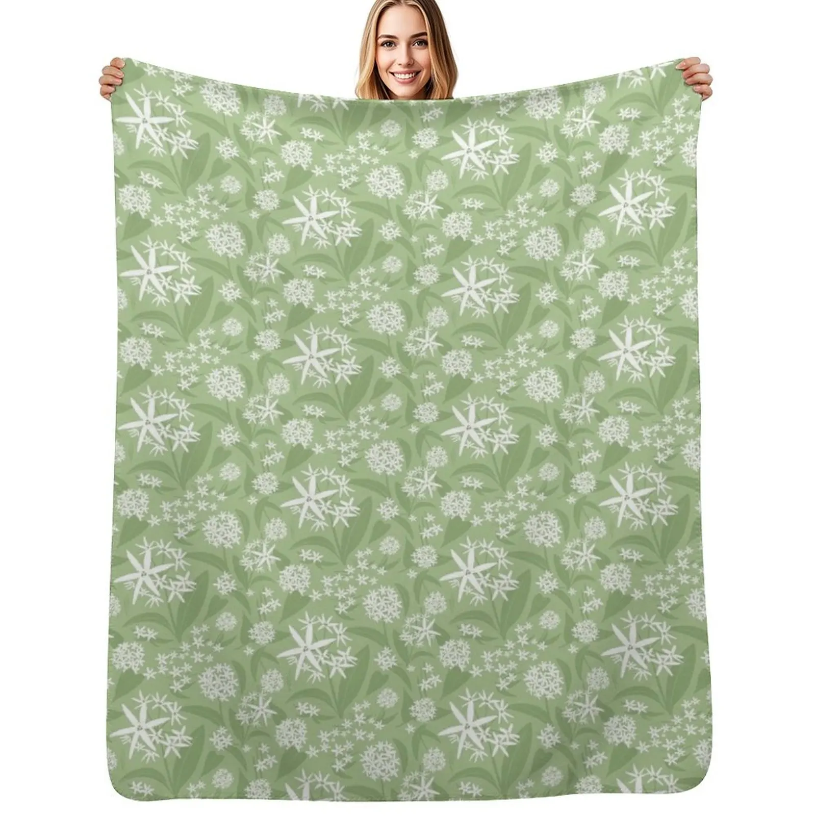 wild garlic pattern Throw Blanket Cozy Warm Blanket for Bed Room Decor