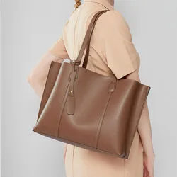 2022 Simple Atmosphere Ladies Genuine Leather Handbag Fashion Large Capacity Design Elegant Single Shoulder Women Bag