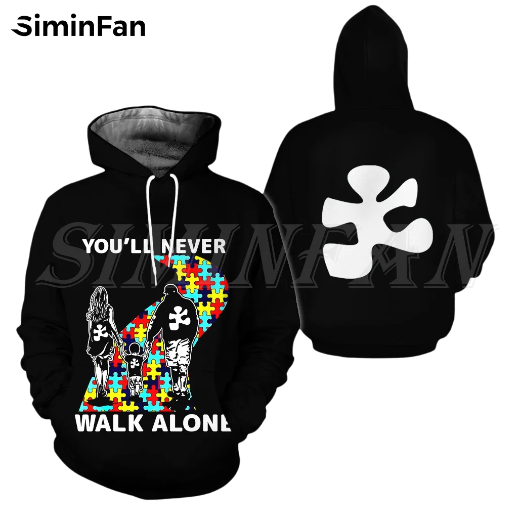 Accept Love Autism Mens 3D Printed Hoodies Unisex Casual Sweatshirt Harajuku Pullover Women Tracksuit Punk Style Zipper Jacket 6