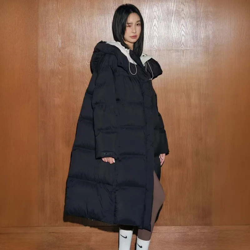 Women's Winter New Arrivals Hooded Below the Knee Long Fashionable Warm Thickened Cotton Coat Casual Loose Fit Cotton Jacket