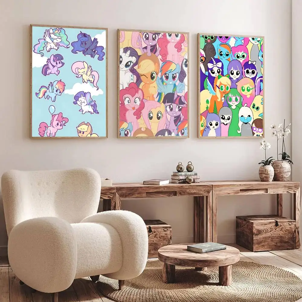 MINISO Anime Cartoon My L-Little P-Pony Manga Poster Self Adhesive Waterproof Ideal For Living Room Bedroom Bar Decoration