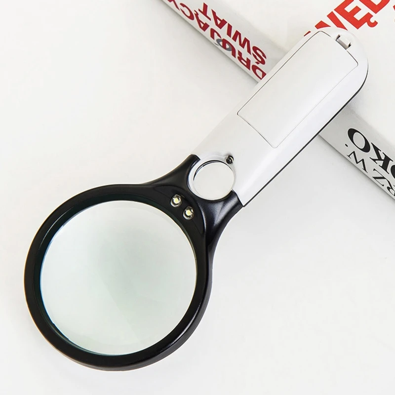 Glass with Light LED Illuminated Magnifier with 3X 45X High Magnification Lightweight Handheld  Drosphip