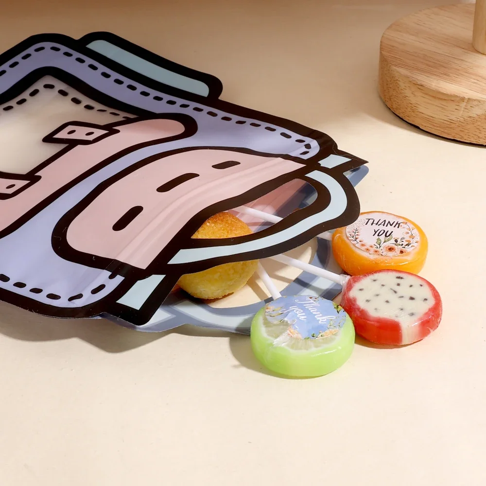 60-1Pcs Creative Gifts Packaging Bags Cartoon Backpack Shape Candy Snack Self-lock Bags For Kids Birthday Party Decors Gifts Bag