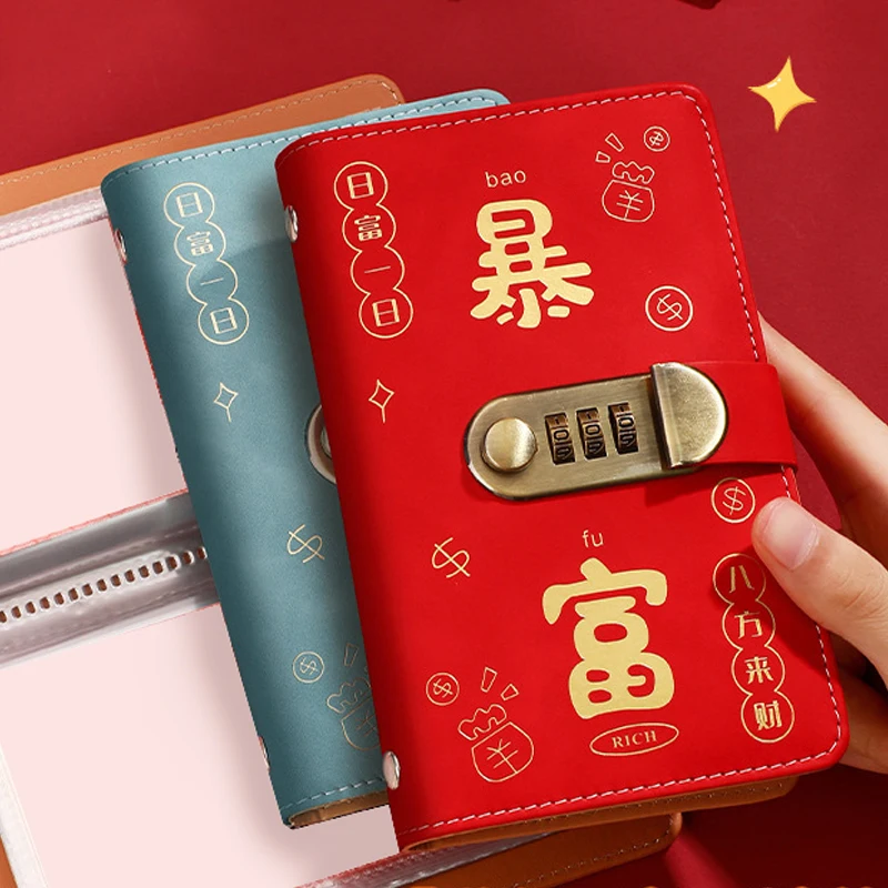 200 Envelopes Money Saving Challenge Save Money With Password Lock PU Money Collection Book Large Capacity Portable