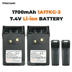 2PCS 7.4V 1700mAh 1A17KG-3 Li-Ion Battery for WouXun KG-UVD1P KG-UV6D KG-659 KG-699 KG-689 Two Way RadioBattery with Belt Clip