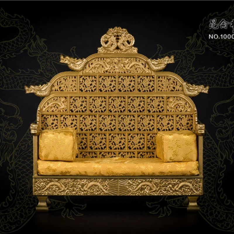 In Stock Kunlun Models 1/6 Scale Painted Gold Cloud Dragon Throne Dragon Chair Accessorycollection Decoration Ornament Model