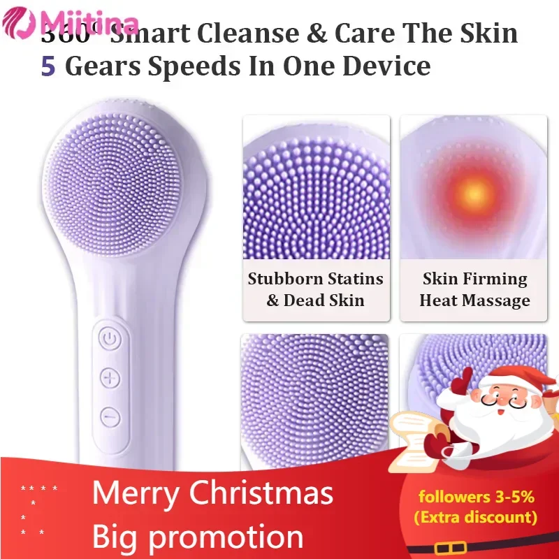 Explosive electric facial cleanser, waterproof silicone facial cleanser, hot compress pore cleaner, rechargeable facial cleanser