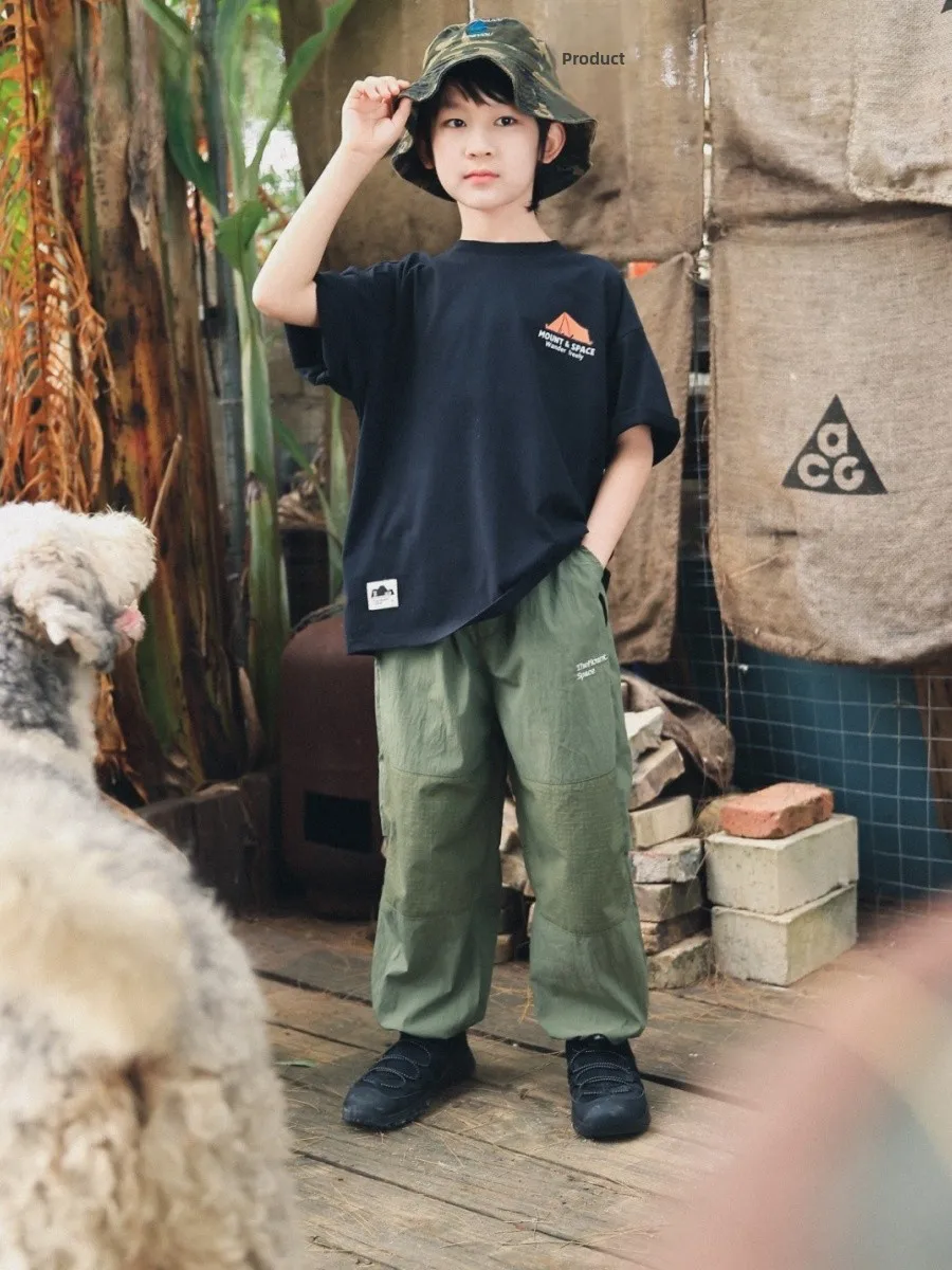 Mosquito-Resistant Outdoor Workwear Long Pants for Boys Lightweight Trousers with Cuffs Summer Season Breathable Comfortable