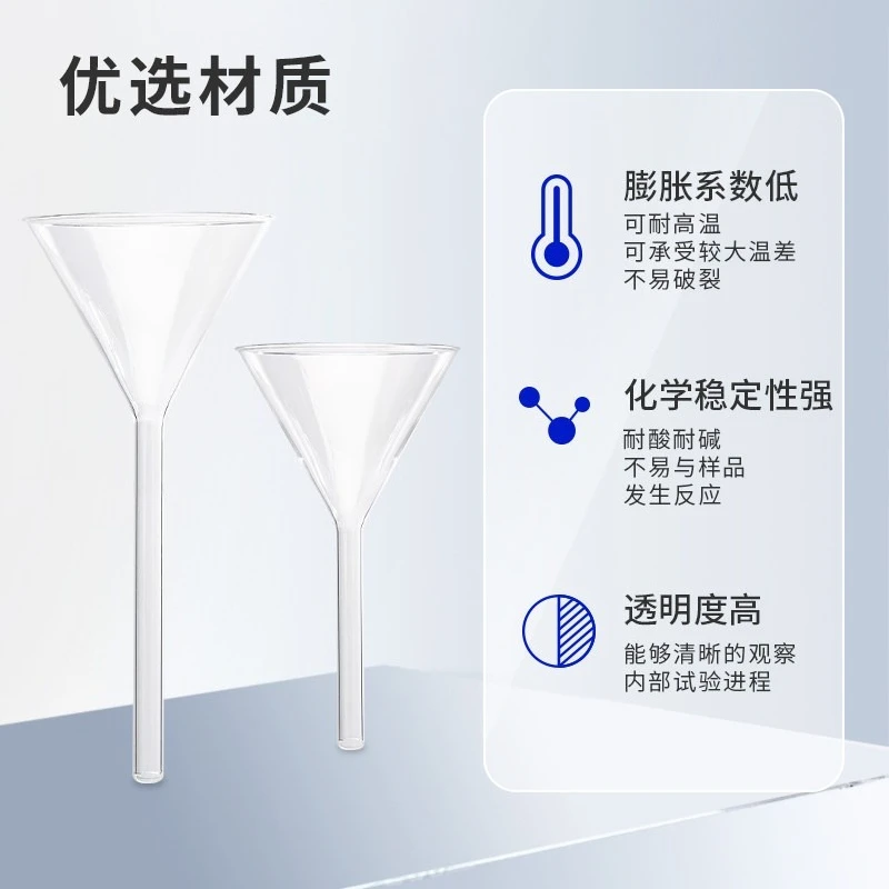 High-quality 30mm/40mm/50mm/60mm/75mm/90mm/120mm Miniature Lab Glass Funnel Borosilicate Glassware Triangle Funnel
