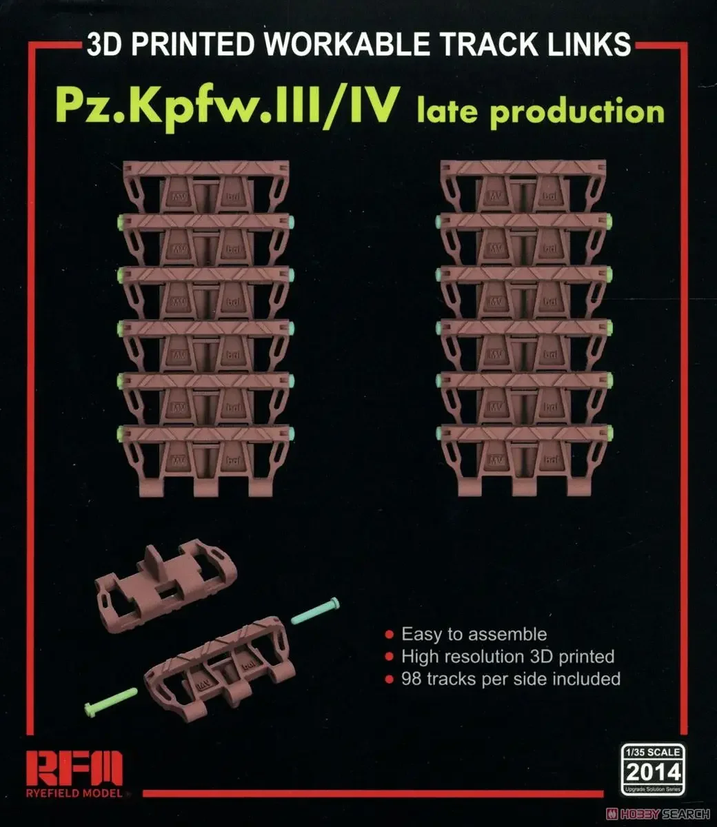 

RYEFIELD 2014 3D Printed Workable Track Links for Pz.Kpfw.III/IV Late Production