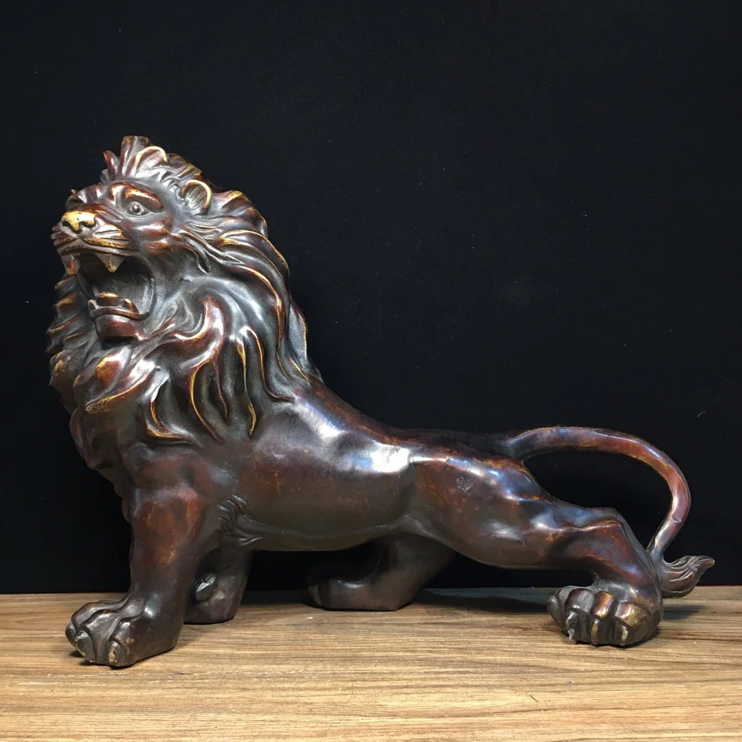 Pure copper lion everything goes smoothly, home office mascot ornament, length 36cm, width 12cm, height 28cm, weight 4350g