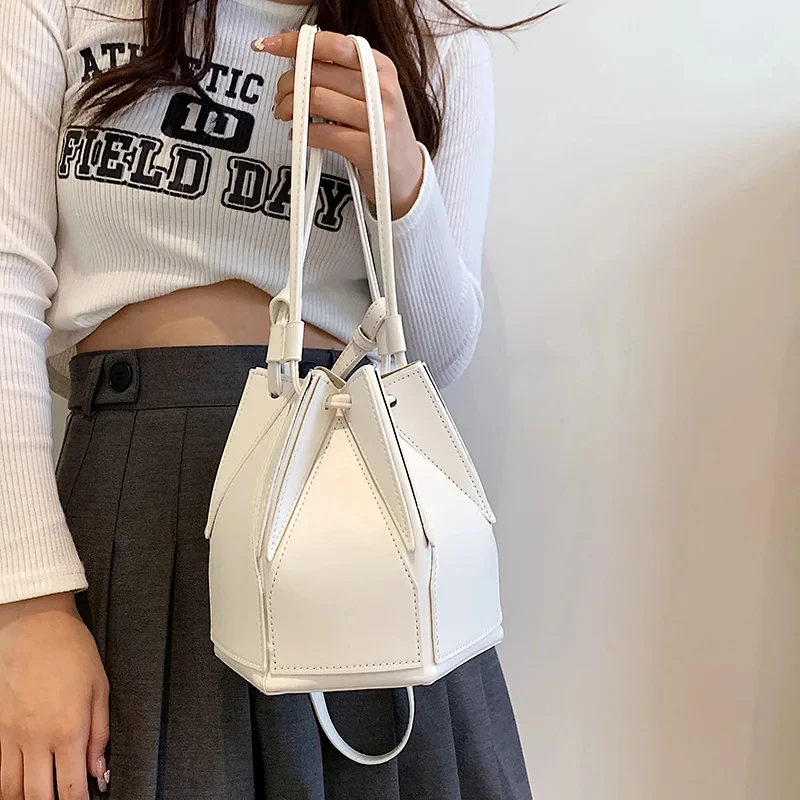 Folding Bucket Bag for Women, Shoulder Bag, Fashion Purse, Handbag, Designer, Geometric, Crossbody, Satchel, High Quality