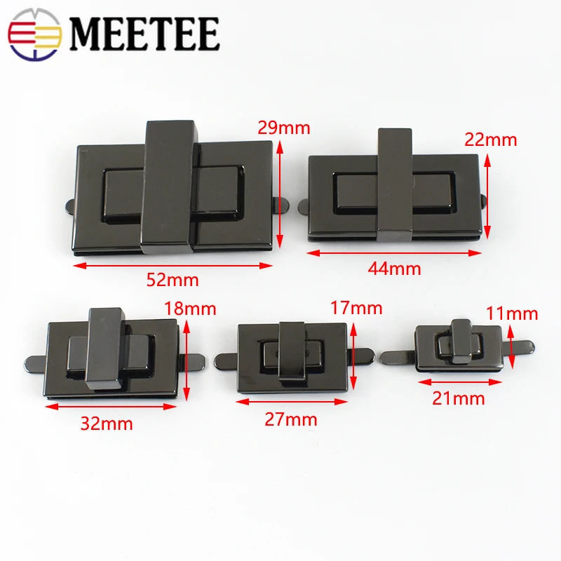 Meetee 2/5Pcs 21/27/32/44/52mm Metal Turn Twist Lock Buckle Handbag Rotary Buckles Hardware Closure Locks Clasp Part Accessory