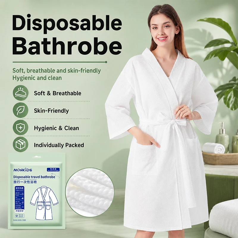 2 Pcs Disposable Bathrobe Travel Salon Hotel Bathrobe Families-single Use Bath Towels Thicken Adult Unisex Skin-friendly Pajamas