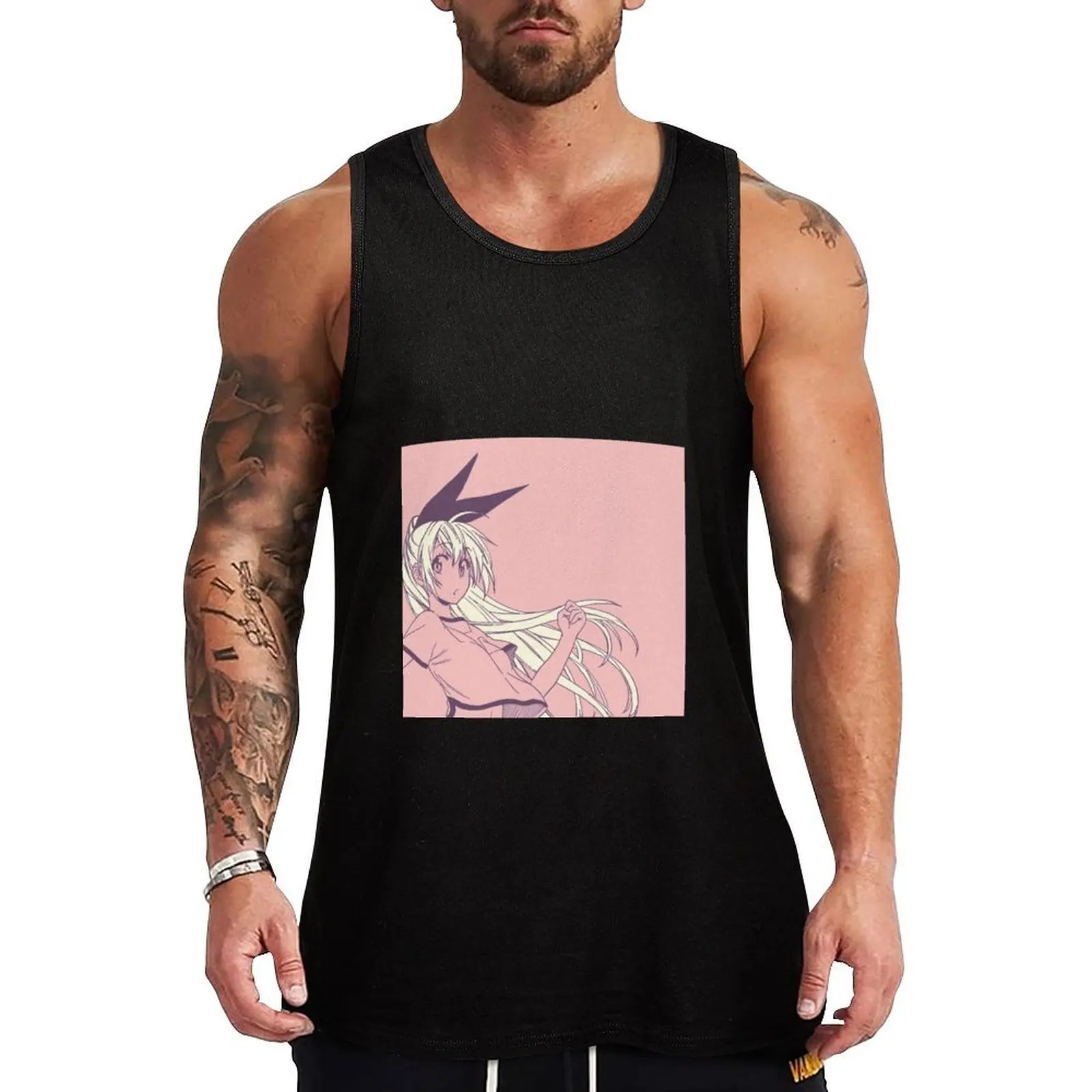 

Chitoge Kirisaki - Pink Tank Top Neutral Print Tank Top Simple Graphic Sleeveless Wear