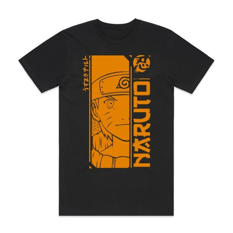 

Uzumaki Naruto Men's T Shirt Large Black Short Sleeve Summer Cotton Women Top Tee Streetwear Casual Hip Hop Breathable Youth