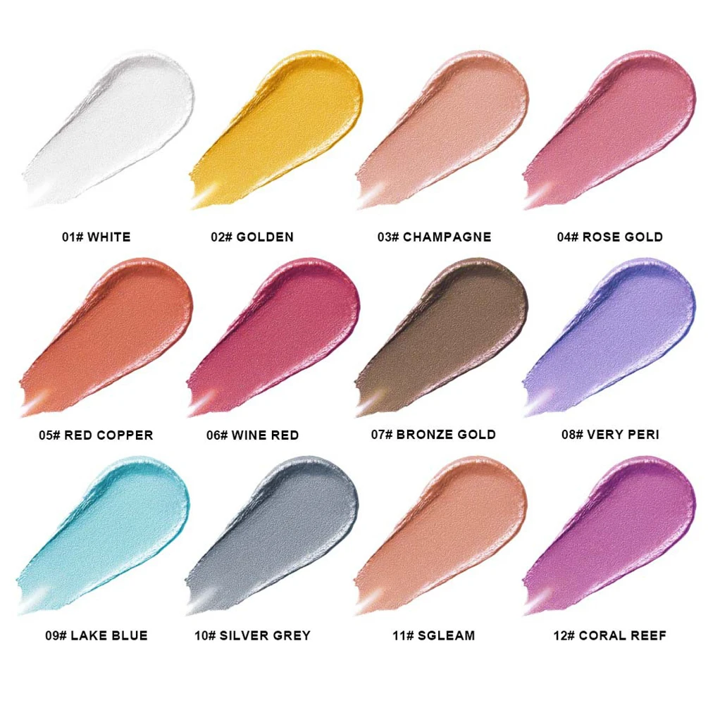 12-color Private Label 20ml Liquid Highlighter Custom Logo Non-sticky Skin Fine Shimmer Pearlescent Brighten Highlight Makeup
