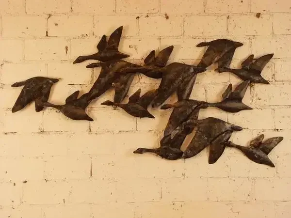 Metal Iron Flying birds hanging wall art sculpture for decor