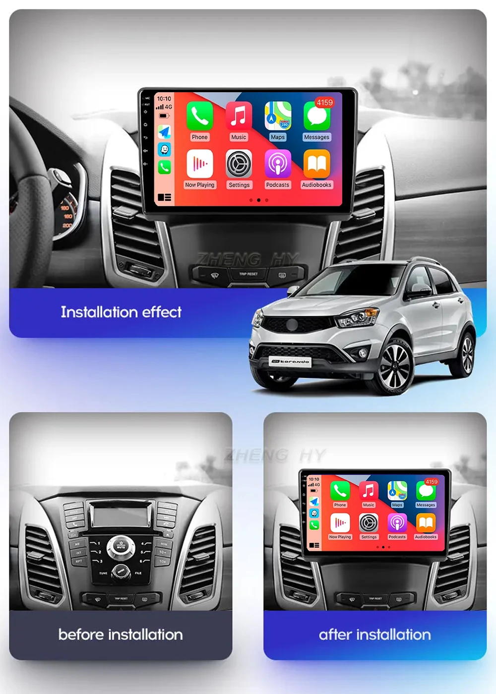 Android 16 DVD RDS For SsangYong Korando 3 Actyon 2 2013 - 2018 Car Radio Multimedia Video Player Navigation GPS DSP BT5.4