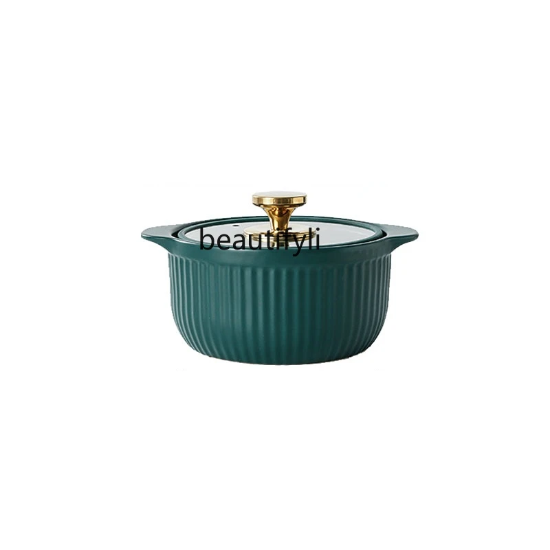 yj Light Luxury Casserole Household High Temperature Resistant Open Fire Soup Gas Stew Pot Large Capacity Ceramic Pot