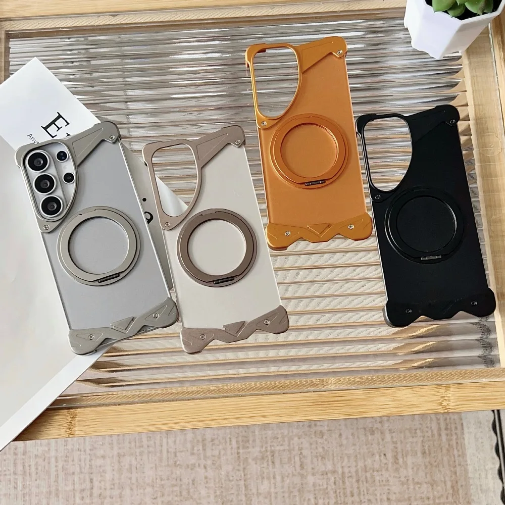 

Aluminum Alloy Frameless 360 ° Rotating Stand Phone Case for Samsung Galaxy S23 S24 S25 S26 Ultra with Support Magnetic Charging