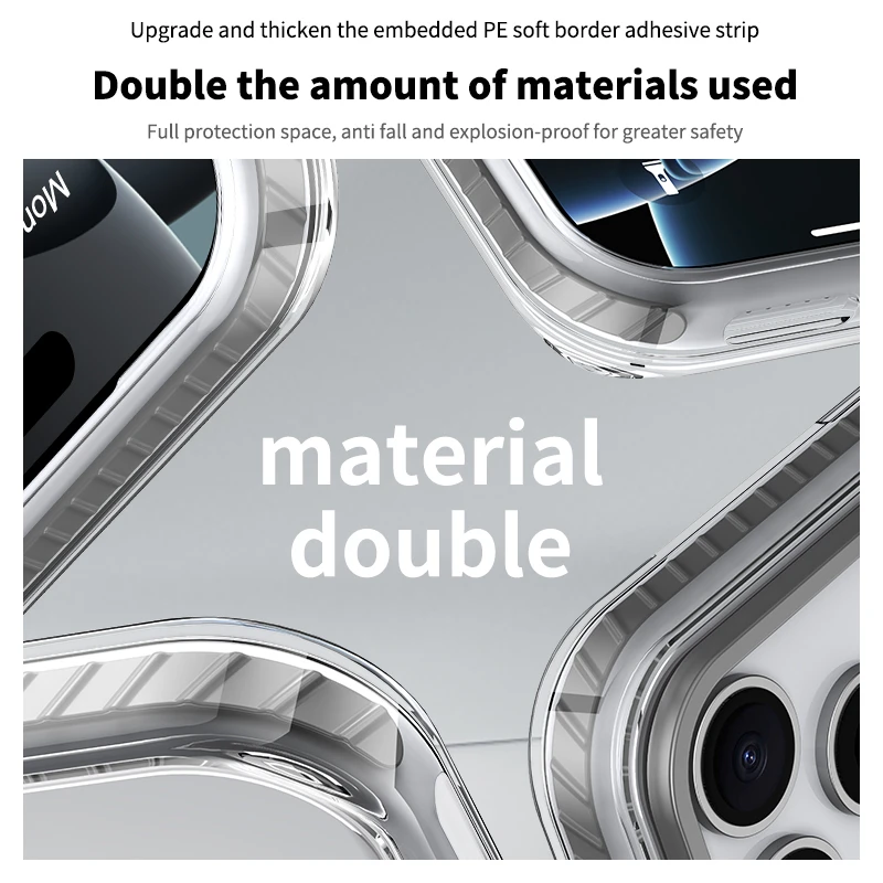 สําหรับMagsafe Magnetic Wireless Charge ClearสําหรับiPhone 17 Air 16 15 14 13 12 Pro Max PEลายขอบนุ่มกันกระแทก