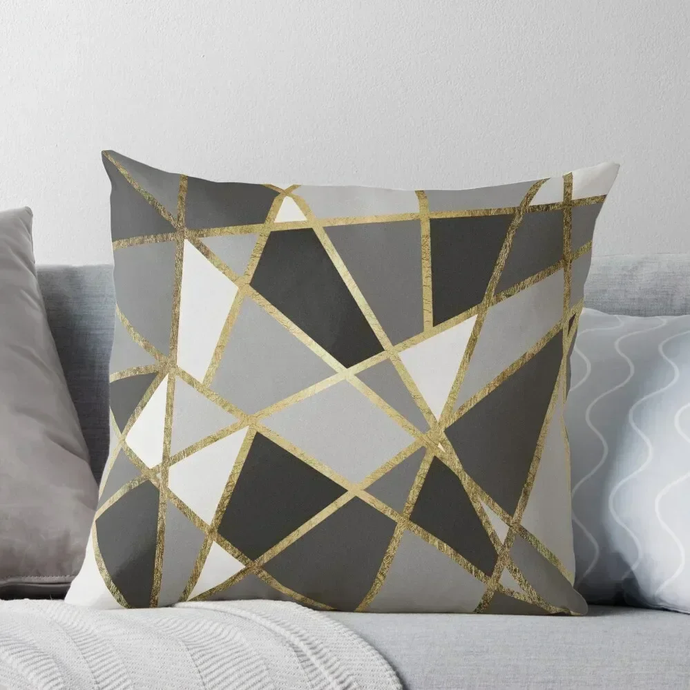 

Black & Gray Modern Geo Gold Triangles Throw Pillow Cushions For Decorative Sofa Pillow Case Cushion Cover For Sofa pillow