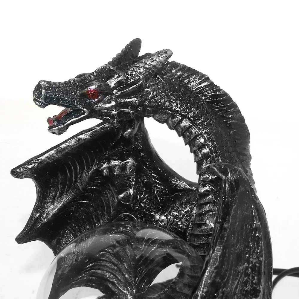 Medieval Dragon Guardian, Electric Plasma Ball, Gothic Ornament, Halloween Lighting Decoration, Mystical Dragon Statue, Figurine