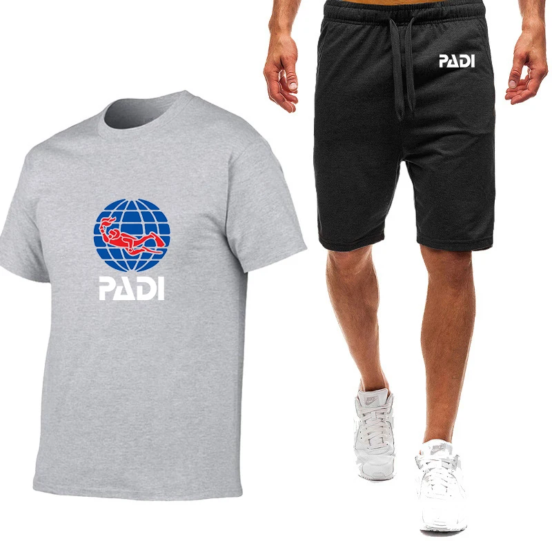 Scuba Driver Padi 2025 Summer New Fashion Casual Round Neck Men Solid Color Slim Quick-drying Breathable T-shirt Pants Suits view 4