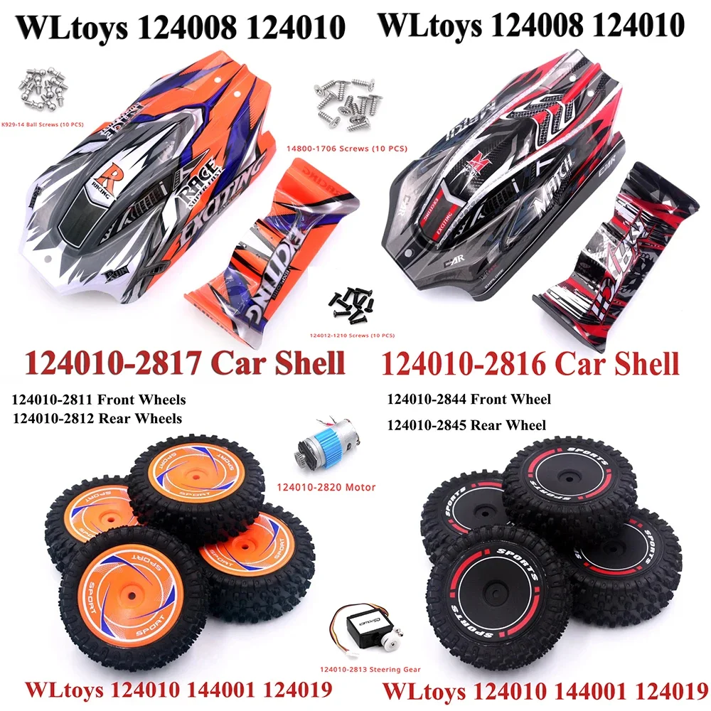 WLtoys 124010 124008 144001 124019   Części do samochodów RC Oryginalna obudowa samochodu Piasta opony Przednie tylne koło Silnik Przekładnia