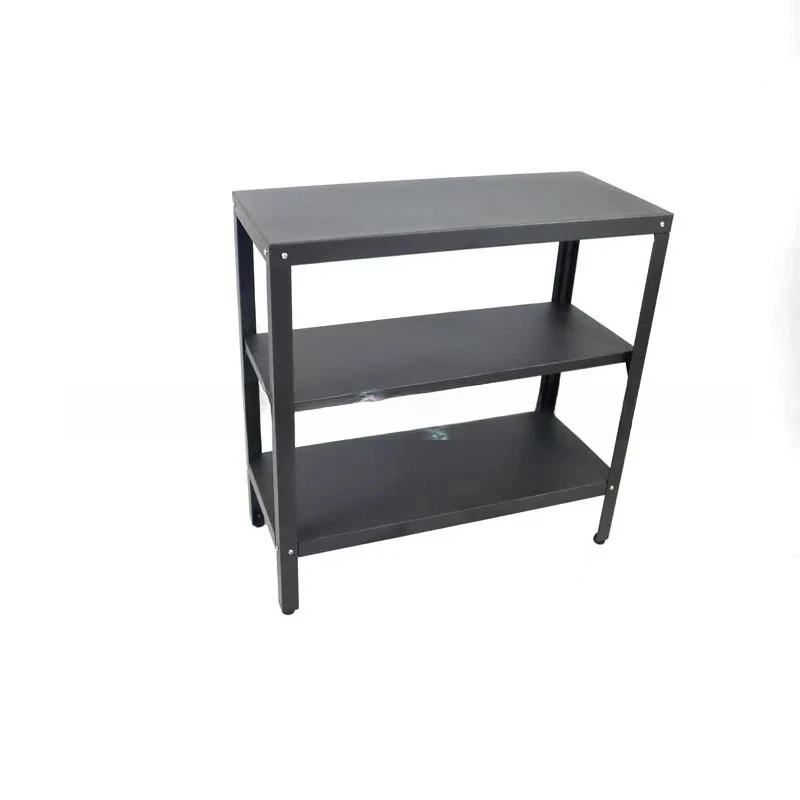 black three-layer shelves, household shelves, floor-to-ceiling kitchens, multi-layer iron , small simple storage