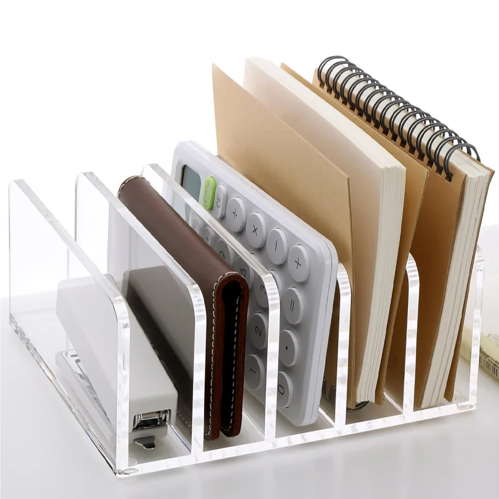 File Organizer Desktop Book Rack Modern Vertical Magazine Holder for Home Office Dorm Neat Wear-Resistant Large Capacity Acrylic